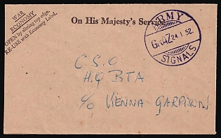 1952 (24 Jan) 'On His Majesty’s Service', Military Mail, 'War Economy' Cover from British Forces Military Post Office, Graz Garrison (Austria) to the Chief Staff Officer of the British Occupation Zone in the Vienna Garrison