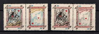1953 Ukrainian Red Cross, 35 years, Ukraine, Underground Post (Tete-beche Pairs,  Proof, MISSING Black Color, Perforated, Watermark)