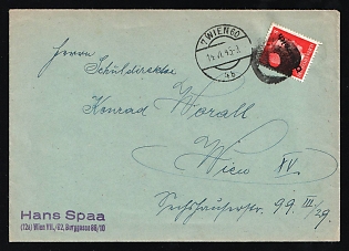 1945 (14 Jun) Austria, Cover from Vienna franked with 8pf Local Issue, Overprint on Hitler's head, Blob Ring-shaped Postmark