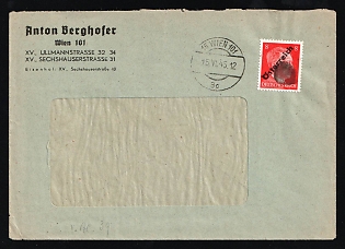 1945 (15 Jun) Austria, Cover from Vienna franked with 8pf Local Issue, Overprint on Hitler's head, Blob Circle Postmark
