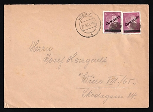 1945 (22 Jun) Austria, Cover from Vienna multiple franked with 6pf Local Issue, Overprint on Hitler's head