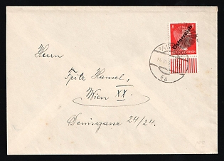 1945 (14 Jun) Austria, Cover from Vienna franked with 8pf Local Issue, Overprint on Hitler's head, Circular Blob with Triangles Postmark (Margin)