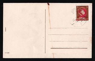 1945 (22 Jun) Austria, Postcard from Vienna franked with 3pf, Overprint on Hitler's head, Red Hammer and Sickle Postmark (Certificate)
