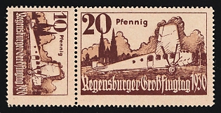 1930 'Regensburg Air Show', Germany, Semi-Official Airmail Stamps, Se-tenant, Zusammendrucke