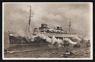 'SS Europa' - Ocean Liner with High-Speed Steam Turbine, 'Blohm & Voss' Shipyard, Hamburg, Germany, Postal Stationery Postcard
