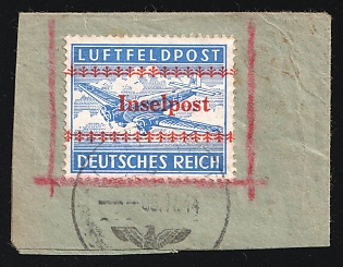 1944 Island Crete on piece, Military Mail Fieldpost Feldpost INSELPOST, Germany, Airmail