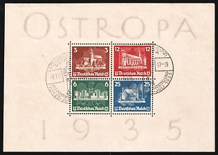 1935 'Konigsberg Postage Stamp Exhibition', Third Reich, Germany, Souvenir Sheet 'OSTROPA' (Commemorative Postmarks)