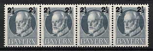 1916 2 1/2pf, German States, Bavaria, Germany, Strip (Signed)