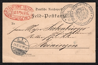 1901 (24 Apr) German Police Institute Section rare red handstamp, Field Post Feldpost Postcard to Meiningen