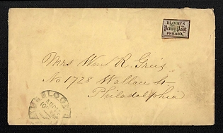 1854 (7 Jan) United States, USA, Postal Service 'Blood's Penny Post', Philadelphia Local Posts Cover