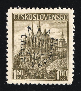 1.60kc "Glory to Ukraine" Overprint on Czechoslovakian stamp, Ukraine