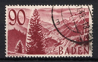 1948 90pf Baden French Zone, Allied Occupation, Germany