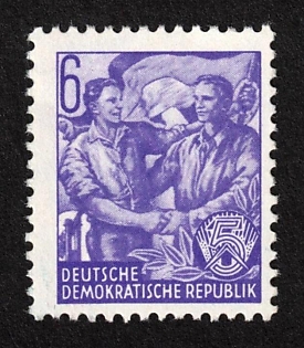 1953 6pf German Democratic Republic, Germany (Better Watermark XI, Signed)