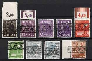 1948 American and British Zones (Bizone), Allied Occupation, Germany,  Lot with inverted overprints