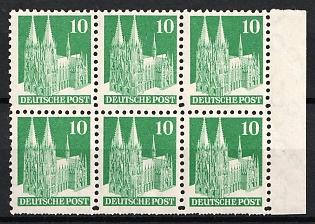 1948 10pf American and British Zones (Bizone), Allied Occupation, Germany,  80 V WF with rare double perforation 'diamond cut'