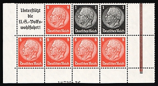 1936-37 Third Reich, Germany, Se-tenant, Zusammendrucke, Block