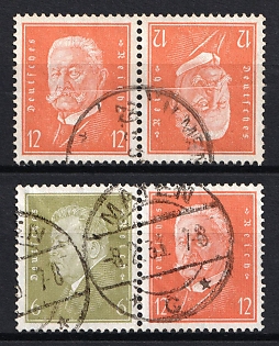 1932 Weimar Republic, Germany, Tete-beche, Se-tenants, Zusammendrucke