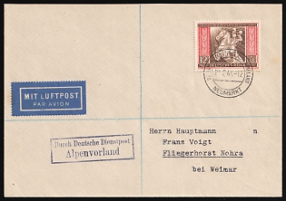 1944 (21 Feb) Third Reich, Germany, Airmail Cover from Post Office Neumarkt (Germany), via German Official Mail (Dienstpost) Alpine Foreland to Nohra, Military Airfield, Near the City of Weimar franked with 12pf