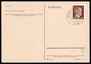 1944 (31 Jul) Third Reich, Germany, German Official Mail (Dienstpost) Adria, Postcard from Post Office Udine (Italy) franked with 3pf
