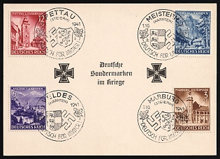 1941 (1 Oct) 'German Special Stamps During the War', Third Reich, Germany, Souvenir Postcard franked with Full Set of 3pf - 25pf (Commemorative Postmarks)