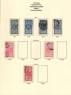 1880-87 German Empire, Germany, Statistical Fees Stamps, Revenue