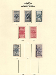 1907 German Empire, Germany, Statistical Fees Stamps, Revenue