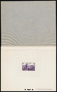 1940 1.5fr+2fr France, Proof Sheetlet with Curtain, Epreuve de Luxe, Deluxe Presentation Miniature Sheet