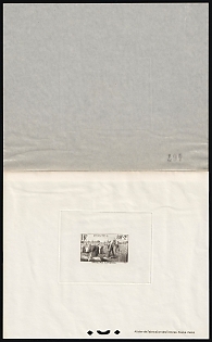 1940 80c+2fr France, Proof Sheetlet with Curtain, Epreuve de Luxe, Deluxe Presentation Miniature Sheet, Black