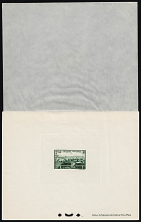1940 2.5fr+2fr France, Proof Sheetlet with Curtain, Epreuve de Luxe, Deluxe Presentation Miniature Sheet