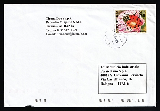 2004 (Dec) Albania, Cover from Tirana (Albania) to Bologna (Italy) franked with 80l