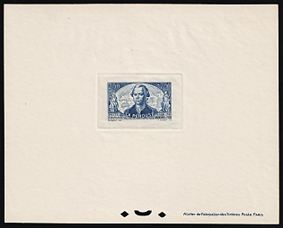 1942 2.5fr+7.5fr France, Proof Sheetlet, Epreuve de Luxe, Deluxe Presentation Miniature Sheet