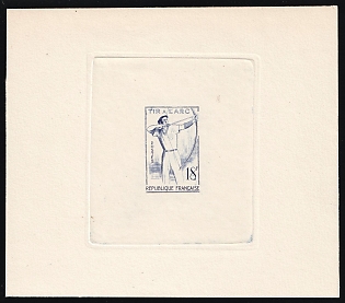 1958 18fr France, Die Proof Sheetlet, Blue