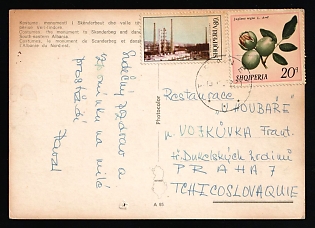 1972 Albania, Postcard from Tirana (Albania) to Prague (Czech Republic) franked with 20q, 80q