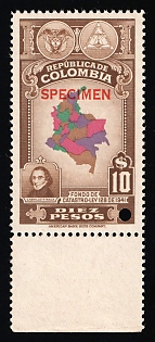1941 10p Republic of Colombia, Revenue, Specimen, Margin