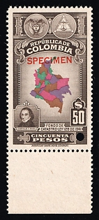 1941 50p Republic of Colombia, Revenue, Specimen, Margin