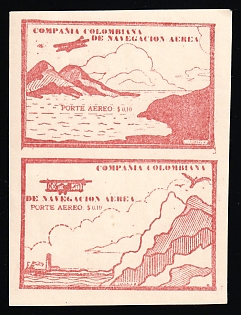 1920 0.10d Republic of Colombia, Se-tenant Armail, Signed, F. W. Kessler Invoice for Rare Stamps, Only 408 Issued