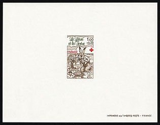 1978 1fr+0.25fr France, Red Cross, Proof Sheetlet, Epreuve de Luxe, Deluxe Presentation Miniature Sheet