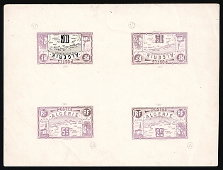 1906 Algeria, French Colonies, Essay, Block of Four, Violet, Signed