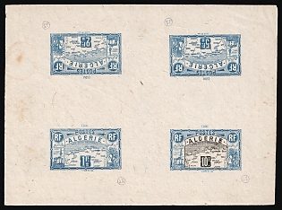 1906 Algeria, French Colonies, Essay, Block of Four, Blue, Signed