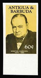 1984 60c '20th Century Leaders - Winston Churchill', Antigua & Barbuda, Imperforate, Trial Color Proof, Margin