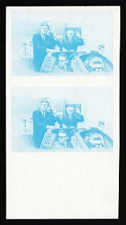 1984 1$ '20th Century Leaders - Kennedy in Berlin', Antigua & Barbuda, Pair, Trial Color Proof, Imperforate, Margin