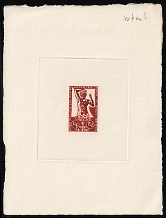 1956 15+5fr Algeria, French Colonies, Die Proof Sheetlet, Epreuve de Luxe, Deluxe Presentation Miniature Sheet, Red-Brown