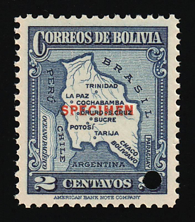 1935 2c Plurinational State of Bolivia, Specimen, Annulated
