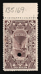 1892-94 50r Federative Republic of Brazil, Revenue, Annulated, Margin