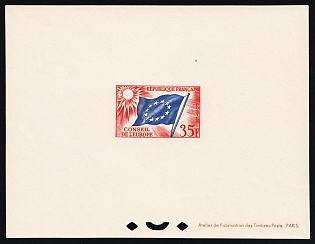1958 35fr France, For the Council of Europe, Proof Sheetlet, Epreuve de Luxe, Deluxe Presentation Miniature Sheet, Official Stamp