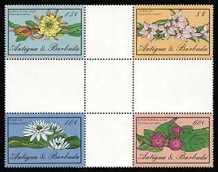 1986 Antigua & Barbuda, Se-tenant, Gutter Block