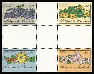 1986 Antigua & Barbuda, Se-tenant, Gutter Block