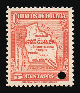 1935 5c Plurinational State of Bolivia, Specimen, Annulated