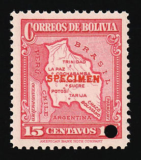1935 15c Plurinational State of Bolivia, Specimen, Annulated