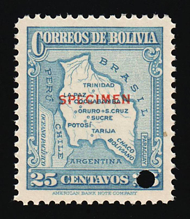1935 25c Plurinational State of Bolivia, Specimen, Annulated